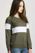 Girl Olive and White Colorblocked Regular sleeves T-Shirt